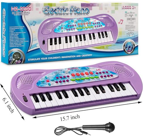 لوحة مفاتيح بيانو للأطفال 32 مفتاحاً من هوتويز مع ميكروفون لوحة مفاتيح إلكترونية محمولة للمبتدئين للألعاب الموسيقية بيانو لـ 3 4 5 6 7 8 سنوات للأولاد والبنات (أرجواني) in Kuwait