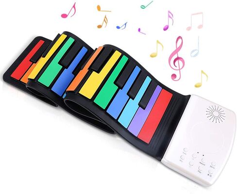 VAlinks Rainbow Roll Up Piano, 49 Keys Flexible Educational Electronic Piano Keyboard with Loud Speaker & 47 Tones, Portable Toy Gift for Birthday/Holiday Parties, Thanksgiving, Christmas, New Year in Kuwait