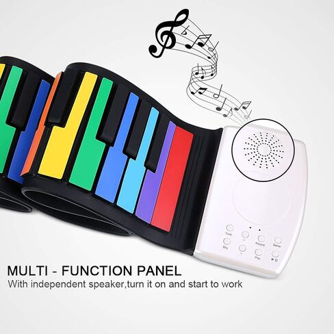 VAlinks Rainbow Roll Up Piano, 49 Keys Flexible Educational Electronic Piano Keyboard with Loud Speaker & 47 Tones, Portable Toy Gift for Birthday/Holiday Parties, Thanksgiving, Christmas, New Year in Kuwait