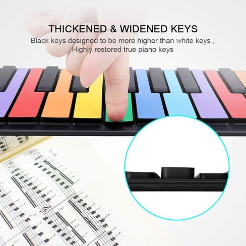 VAlinks Rainbow Roll Up Piano, 49 Keys Flexible Educational Electronic Piano Keyboard with Loud Speaker & 47 Tones, Portable Toy Gift for Birthday/Holiday Parties, Thanksgiving, Christmas, New Year in Kuwait