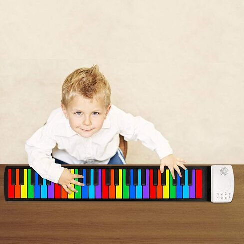 VAlinks Rainbow Roll Up Piano, 49 Keys Flexible Educational Electronic Piano Keyboard with Loud Speaker & 47 Tones, Portable Toy Gift for Birthday/Holiday Parties, Thanksgiving, Christmas, New Year in Kuwait