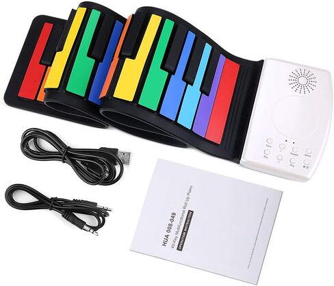 VAlinks Rainbow Roll Up Piano, 49 Keys Flexible Educational Electronic Piano Keyboard with Loud Speaker & 47 Tones, Portable Toy Gift for Birthday/Holiday Parties, Thanksgiving, Christmas, New Year in Kuwait