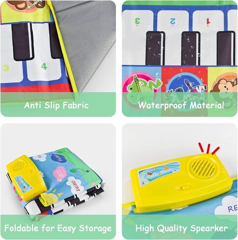 Hapavis Piano Mat with 20 Keys 8 Instruments Sound Kid Musical Playing Carpets Soft Keyboard Blanket Educational Toys in Kuwait