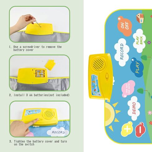 Hapavis Piano Mat with 20 Keys 8 Instruments Sound Kid Musical Playing Carpets Soft Keyboard Blanket Educational Toys in Kuwait