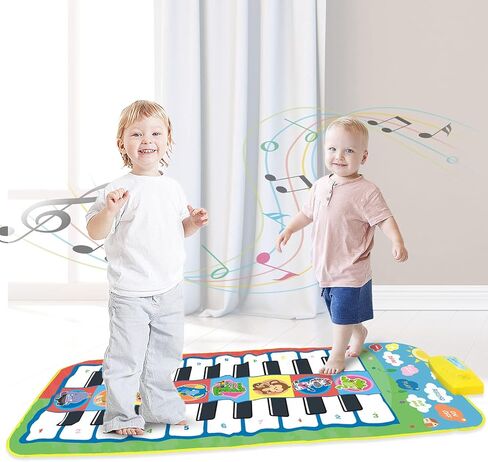 Hapavis Piano Mat with 20 Keys 8 Instruments Sound Kid Musical Playing Carpets Soft Keyboard Blanket Educational Toys in Kuwait