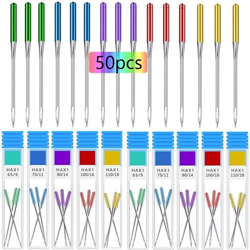 30 Pieces Sewing Machine Needles Universal Regular Point Machine Needles for Singer, Brother, Janome Home Sewing Machine with Size in HAX1 65/9, 75/11, 90/14, 100/16, 110/18 (5 Colors) in Kuwait