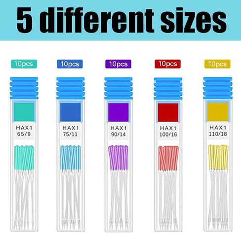 30 Pieces Sewing Machine Needles Universal Regular Point Machine Needles for Singer, Brother, Janome Home Sewing Machine with Size in HAX1 65/9, 75/11, 90/14, 100/16, 110/18 (5 Colors) in Kuwait