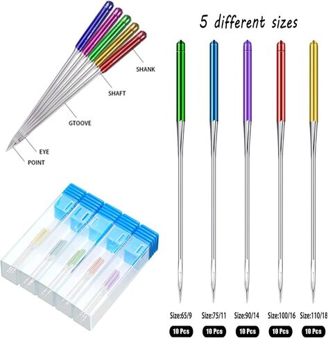 30 Pieces Sewing Machine Needles Universal Regular Point Machine Needles for Singer, Brother, Janome Home Sewing Machine with Size in HAX1 65/9, 75/11, 90/14, 100/16, 110/18 (5 Colors) in Kuwait