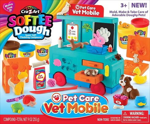 Cra-Z-Art Softee Dough Pet Care Vet Mobile Playset, Modeling Dough Play Toy for Kids Ages 3 Years and Up in Saudi Arabia
