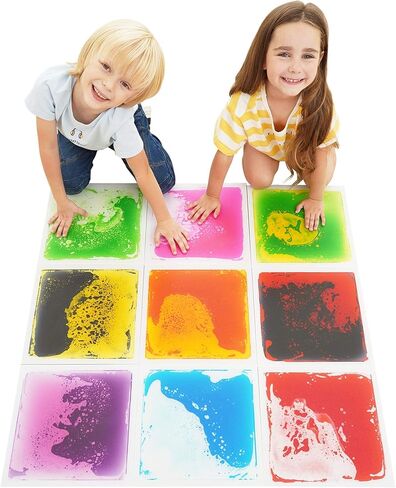 Special Supplies Square Floor Liquid Tiles for Kids, Set of 9, Colorful Early Learning Sensory Activity Mats for Toddlers and Children, Anti-Slip Backing for Active Play, Dance, and Games in Saudi Arabia