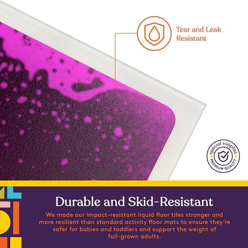 Special Supplies Square Floor Liquid Tiles for Kids, Set of 9, Colorful Early Learning Sensory Activity Mats for Toddlers and Children, Anti-Slip Backing for Active Play, Dance, and Games in Saudi Arabia