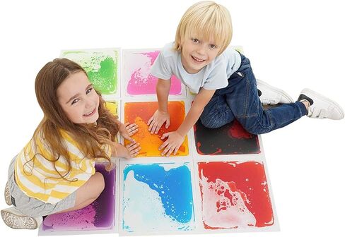 Special Supplies Square Floor Liquid Tiles for Kids, Set of 9, Colorful Early Learning Sensory Activity Mats for Toddlers and Children, Anti-Slip Backing for Active Play, Dance, and Games in Saudi Arabia