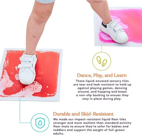 Special Supplies Square Floor Liquid Tiles for Kids, Set of 9, Colorful Early Learning Sensory Activity Mats for Toddlers and Children, Anti-Slip Backing for Active Play, Dance, and Games in Saudi Arabia