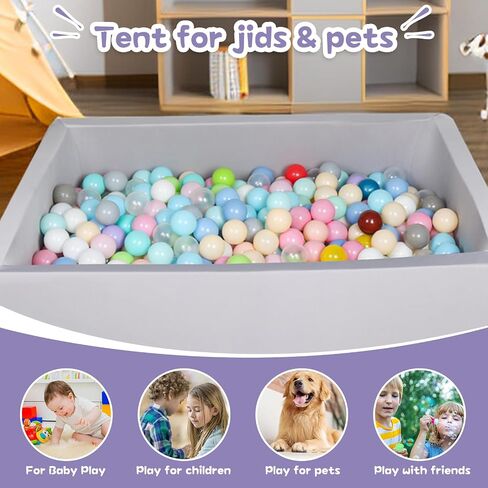 حفرة كرات FUBOTRAD مقاس 42.1 بوصة × 13.7 بوصة، حفر كرات إسفنجية مستطيلة للأطفال الصغار، كرات معدات اللعب الناعمة غير متضمنة (رمادي فاتح) in Kuwait