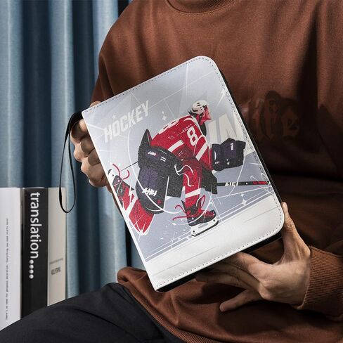 D DACCKIT Hockey Card Binder - Holds 900 Hockey Cards, 9 Pocket Card Holder Book for Hockey Trading Cards, Card Collector Album with Zipper Storage Display Case in Kuwait