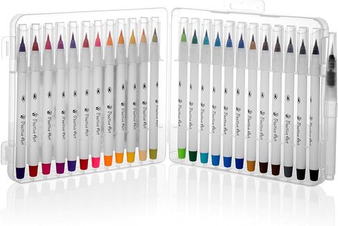 قلم فرشاة الوان مائية 24 لون من 24 لون وفرشاة تلوين مائية مجانية مع طرف مرن للدقة للحرف اليدوية للكبار والمانجا والكوميك والخط، عديم الرائحة وغير سام in Kuwait