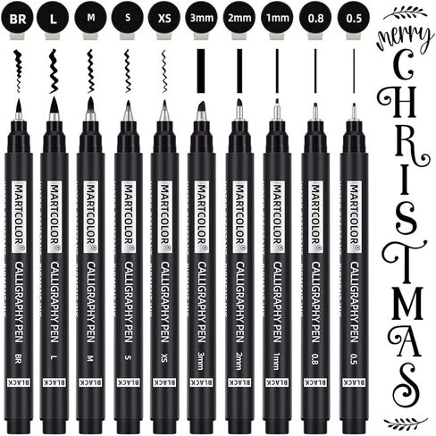 أقلام الخط من ماركولور، 10 أقلام حروف يدوية بحجم للمبتدئين في الكتابة، والرسومات الفنية، والرسم، ودفتر القصاصات، واليوميات، ومجموعة علامات الفرشاة للفنانين البالغين والأطفال المبتدئين in Kuwait