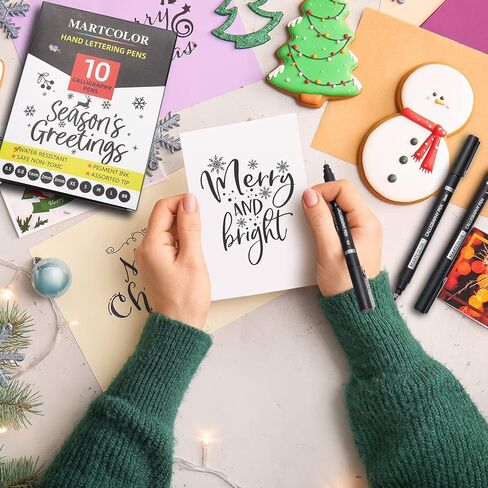 أقلام الخط من ماركولور، 10 أقلام حروف يدوية بحجم للمبتدئين في الكتابة، والرسومات الفنية، والرسم، ودفتر القصاصات، واليوميات، ومجموعة علامات الفرشاة للفنانين البالغين والأطفال المبتدئين in Kuwait