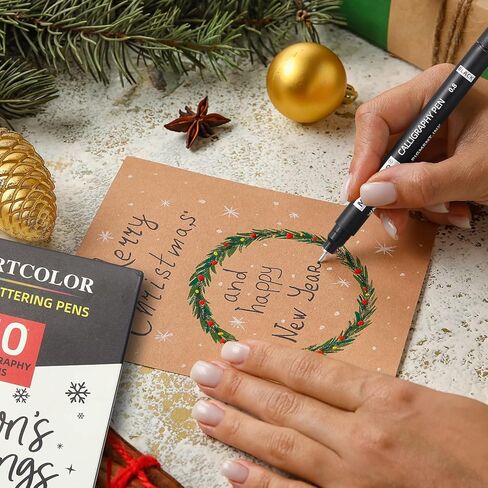 أقلام الخط من ماركولور، 10 أقلام حروف يدوية بحجم للمبتدئين في الكتابة، والرسومات الفنية، والرسم، ودفتر القصاصات، واليوميات، ومجموعة علامات الفرشاة للفنانين البالغين والأطفال المبتدئين in Kuwait