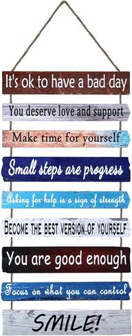 Brother Reed's - لوحة فنية جدارية خشبية فاخرة للتأكيد الإيجابي والتوعية بالصحة العقلية - يجب أن يكون لدى مكتب العلاج في الفصل الدراسي والاستشارة ديكور مكتب للنساء المعلمات in Kuwait