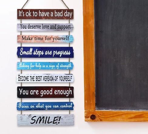 Brother Reed's - لوحة فنية جدارية خشبية فاخرة للتأكيد الإيجابي والتوعية بالصحة العقلية - يجب أن يكون لدى مكتب العلاج في الفصل الدراسي والاستشارة ديكور مكتب للنساء المعلمات in Kuwait