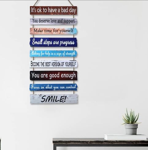 Brother Reed's - لوحة فنية جدارية خشبية فاخرة للتأكيد الإيجابي والتوعية بالصحة العقلية - يجب أن يكون لدى مكتب العلاج في الفصل الدراسي والاستشارة ديكور مكتب للنساء المعلمات in Kuwait