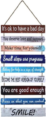 Brother Reed's - لوحة فنية جدارية خشبية فاخرة للتأكيد الإيجابي والتوعية بالصحة العقلية - يجب أن يكون لدى مكتب العلاج في الفصل الدراسي والاستشارة ديكور مكتب للنساء المعلمات in Kuwait