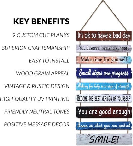 Brother Reed's - لوحة فنية جدارية خشبية فاخرة للتأكيد الإيجابي والتوعية بالصحة العقلية - يجب أن يكون لدى مكتب العلاج في الفصل الدراسي والاستشارة ديكور مكتب للنساء المعلمات in Kuwait