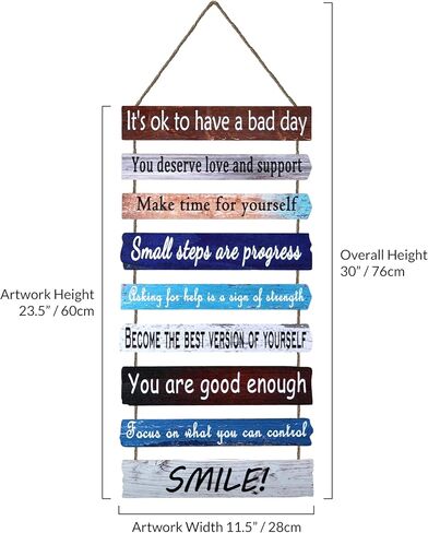 Brother Reed's - لوحة فنية جدارية خشبية فاخرة للتأكيد الإيجابي والتوعية بالصحة العقلية - يجب أن يكون لدى مكتب العلاج في الفصل الدراسي والاستشارة ديكور مكتب للنساء المعلمات in Kuwait