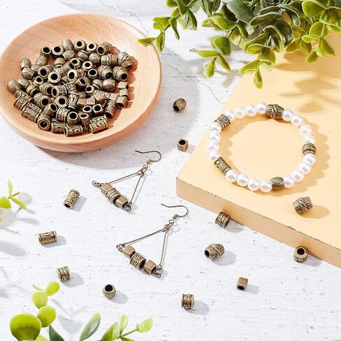 NBEADS حوالي 100 جرام من الخرز المباعد من خليط معدني على الطراز التبتي، 20 نمطًا عشوائيًا من الخرز المعدني المختلط على شكل زهرة مخروطية دائرية من الخرز المباعد لصناعة المجوهرات بنفسك in Kuwait