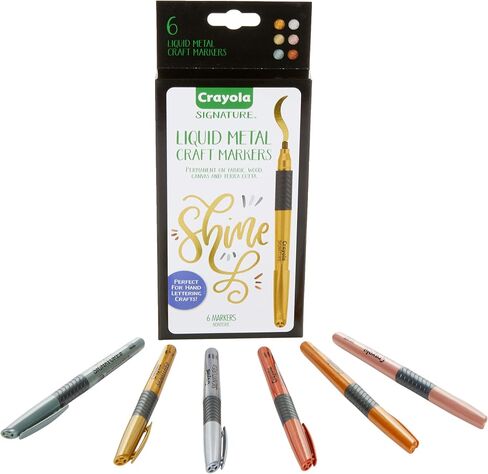 Crayola Metallic Permanent Markers, Fine Point, Assorted Colors, Mothers Day Decorations, 6 Count in Saudi Arabia