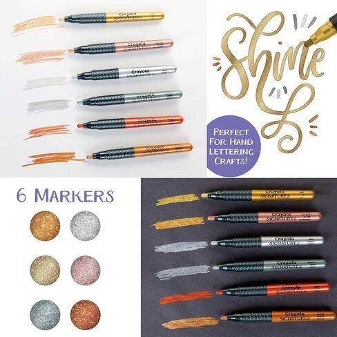 Crayola Metallic Permanent Markers, Fine Point, Assorted Colors, Mothers Day Decorations, 6 Count in Saudi Arabia