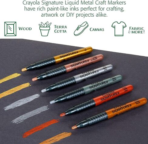 Crayola Metallic Permanent Markers, Fine Point, Assorted Colors, Mothers Day Decorations, 6 Count in Saudi Arabia