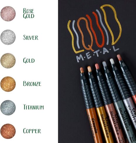 Crayola Metallic Permanent Markers, Fine Point, Assorted Colors, Mothers Day Decorations, 6 Count in Saudi Arabia