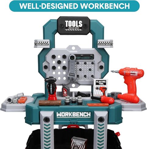 مقعد أدوات الأطفال، منضدة عمل للأطفال الصغار ومجموعة لعب الأدوات، ورشة عمل أدوات اللعب للأولاد، ألعاب أدوات البناء التظاهرية للأطفال الصغار، هدية عيد الميلاد للأطفال in Kuwait