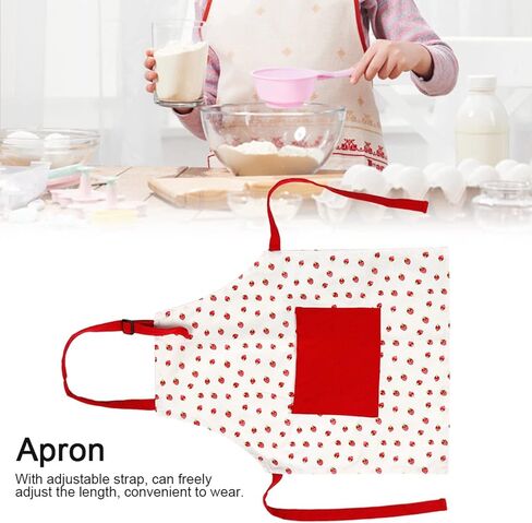 مريلة أطفال KIWOP، مريلة طبخ للأطفال بنمط الفراولة للأطفال مع حزام قابل للتنظيم وجيب كبير، للأولاد والبنات والأطفال الصغار والرسم والخبز والرسم in Kuwait