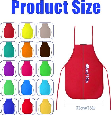 15 قطعة من مآزر قماش الفنانين للأطفال من Cptoion، مآزر رسم للأطفال بـ 15 لونًا، مآزر أطفال متوسطة الحجم للرسم، مآزر فنية للأطفال غير منسوجة للفصول الدراسية والمطبخ والحرف اليدوية ونشاط الرسم الفني in Kuwait