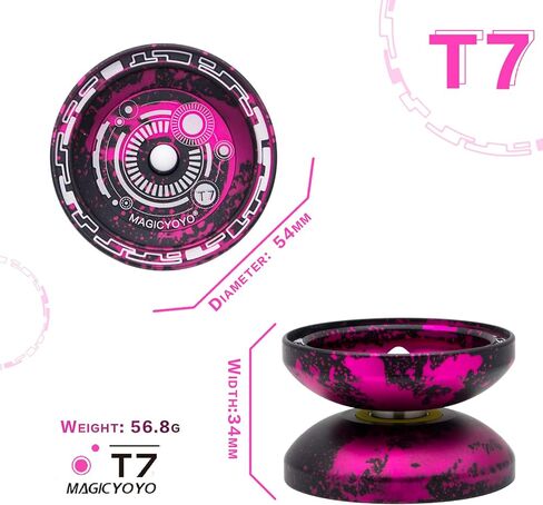 يويو تي 7 سريع الاستجابة للاطفال، يويو معدني من الالومنيوم للمبتدئين مع محمل يويو ضيق C و5 خيوط يويو اضافية + شنطة يويو + قفاز يويو (لون اسود وزهري) in Kuwait