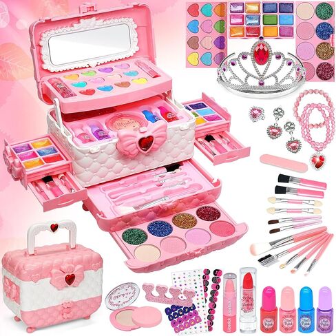 Kids Makeup Kit for Girl - Little Girls Makeup Set Toy, Girls Makeup Kit for Kids, Pretend Play Makeup Vanities for Toddlers Children Princess, Christmas Birthday Gifts Girls Toys Age 3 4 5 6 7 8 9 10 in Kuwait