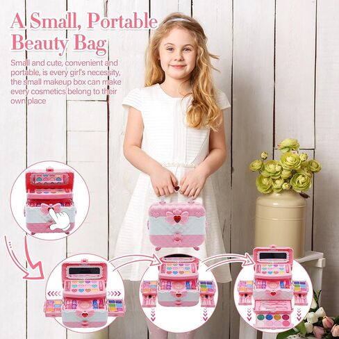 Kids Makeup Kit for Girl - Little Girls Makeup Set Toy, Girls Makeup Kit for Kids, Pretend Play Makeup Vanities for Toddlers Children Princess, Christmas Birthday Gifts Girls Toys Age 3 4 5 6 7 8 9 10 in Kuwait
