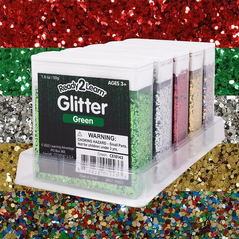 READY 2 LEARN Glitter - Festive - Set of 5-1.8 oz Each - Craft Glitter Kit - Red, Green, Silver, Gold and Multicolor - Perfect for Crafting and DIY in Saudi Arabia