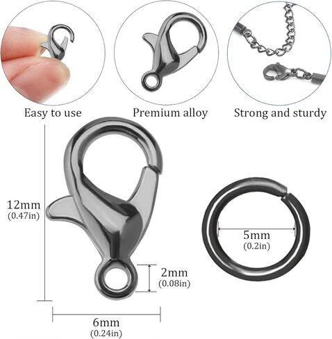 500 Pieces Set Lobster Claw Clasps 100 Lobster Clasps 400 Open Jump Rings for Jewelry Making Bracelet Necklace DIY Jewelry Making Findings Crafts Fastener Hook (Gold) in Kuwait