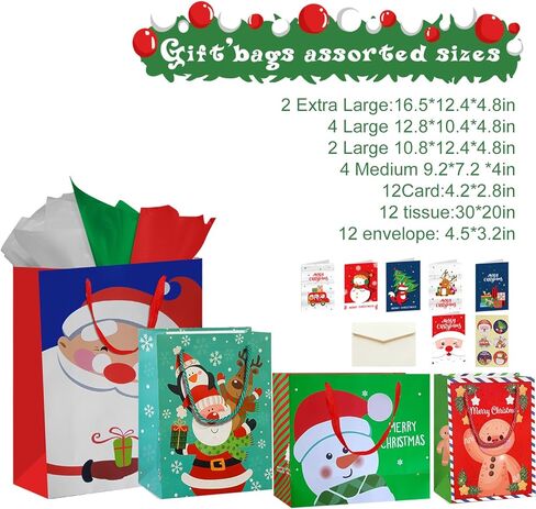 Colodeol Happy Birthday Bags with Tissue Paper And Gretting Cards，8-Pcs Gift Bags Assorted Sizes and Designs, Large, Medium Size Birthday Gift Bag for Boys, Girls, Women and Men’Presents in Kuwait