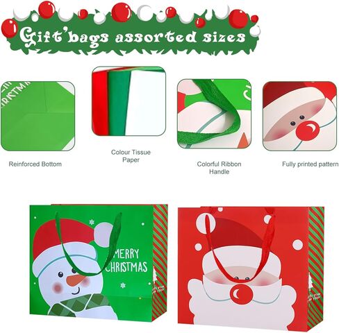 Colodeol Happy Birthday Bags with Tissue Paper And Gretting Cards，8-Pcs Gift Bags Assorted Sizes and Designs, Large, Medium Size Birthday Gift Bag for Boys, Girls, Women and Men’Presents in Kuwait
