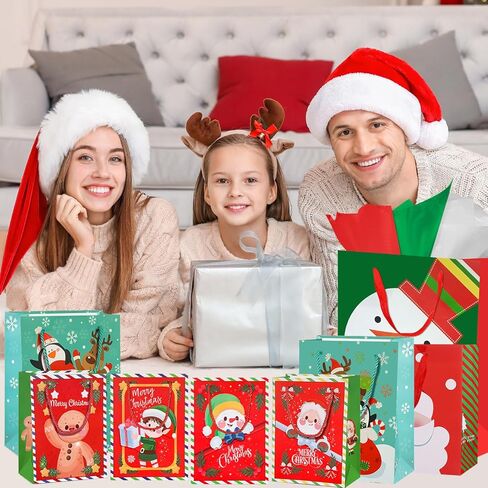 Colodeol Happy Birthday Bags with Tissue Paper And Gretting Cards，8-Pcs Gift Bags Assorted Sizes and Designs, Large, Medium Size Birthday Gift Bag for Boys, Girls, Women and Men’Presents in Kuwait
