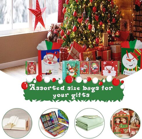 Colodeol Happy Birthday Bags with Tissue Paper And Gretting Cards，8-Pcs Gift Bags Assorted Sizes and Designs, Large, Medium Size Birthday Gift Bag for Boys, Girls, Women and Men’Presents in Kuwait