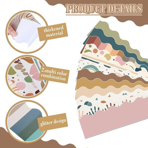 Geyee 240 Pcs Bulletin Board Borders Scalloped Classroom,Watercolor Style in Kuwait