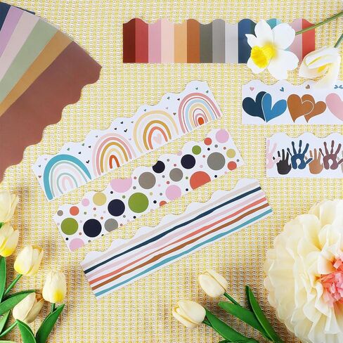 Geyee 240 Pcs Bulletin Board Borders Scalloped Classroom,Watercolor Style in Kuwait