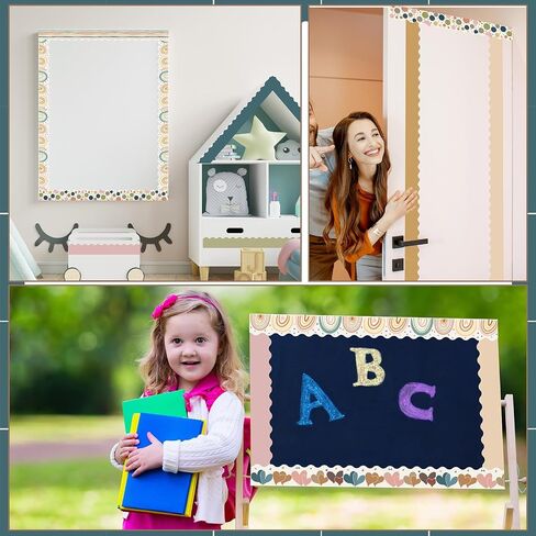 Geyee 240 Pcs Bulletin Board Borders Scalloped Classroom,Watercolor Style in Kuwait