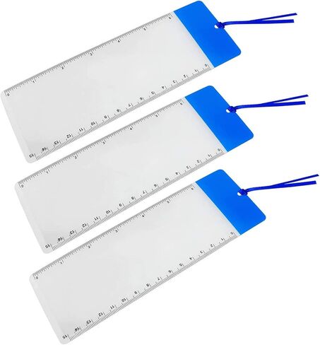 3 قطع من الإشارات المرجعية المكبرة الزرقاء مع مسطرة 6 بوصة، عدسة مكبرة 3X، لقراءة الخطوط الصغيرة والخرائط والكتب in Kuwait